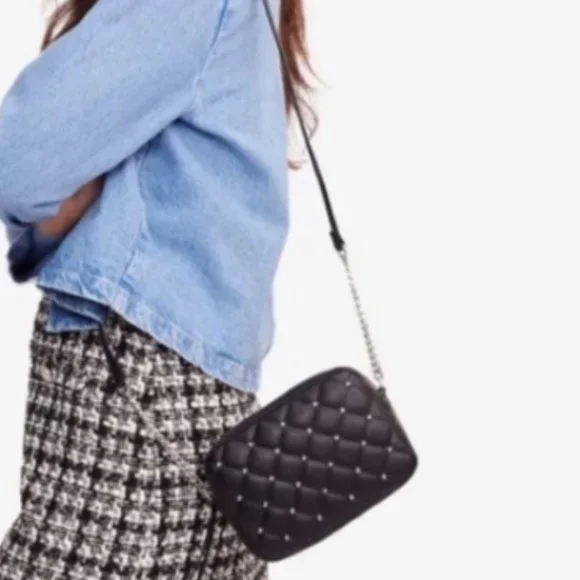 NWT Rebecca Minkoff Quilted Studded Crossbody Bag in Black and Silver NEW - Picture 5 of 8